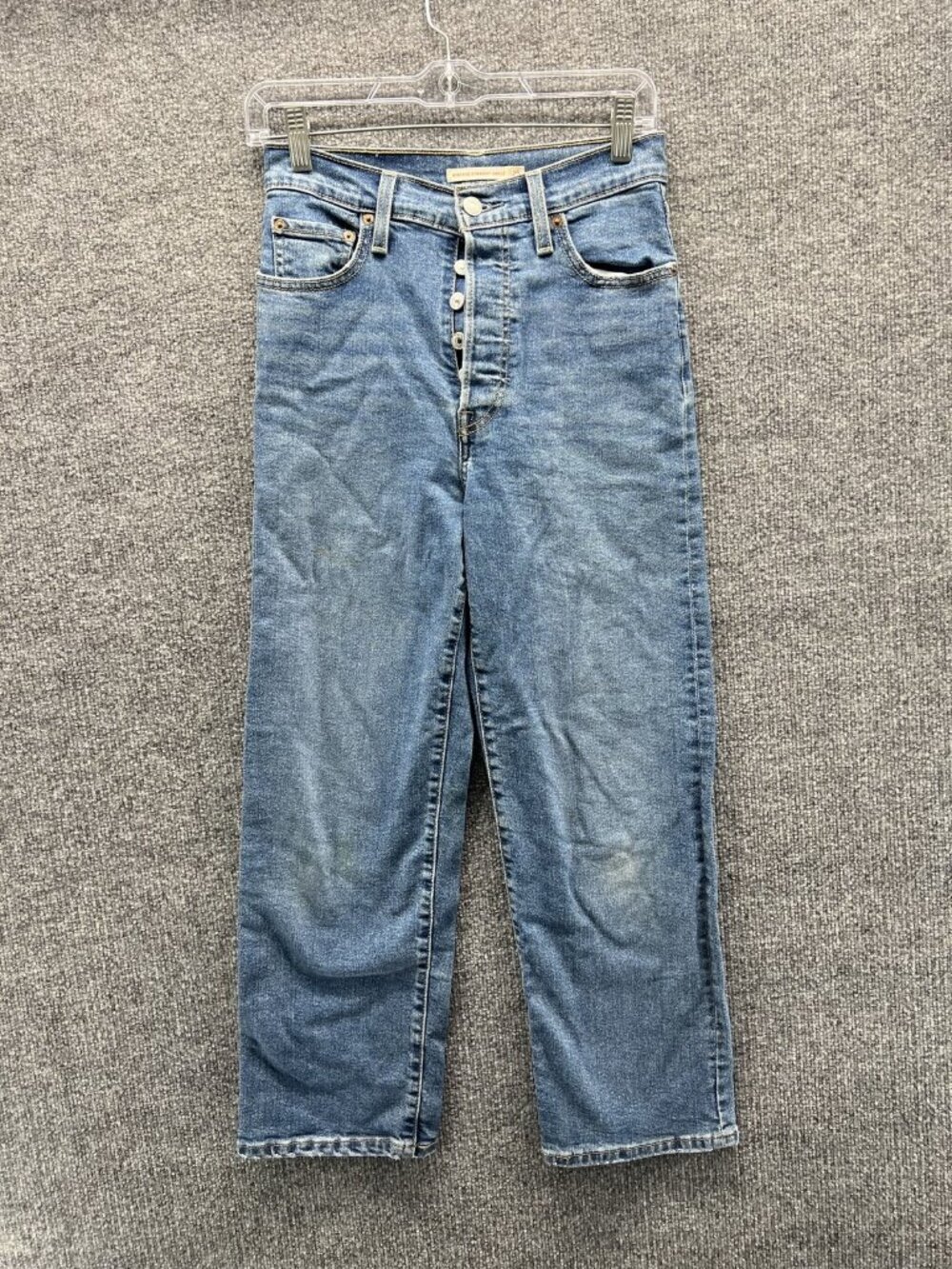Levi's Ribcage Straight Ankle Jeans Womens 25 Blue Medium Wash High Rise Denim